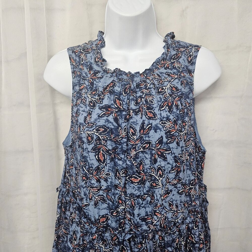 Lucky Brand Dress Blue Floral Boho Cottage Hippie Sleeveless M - Picture 2 of 14